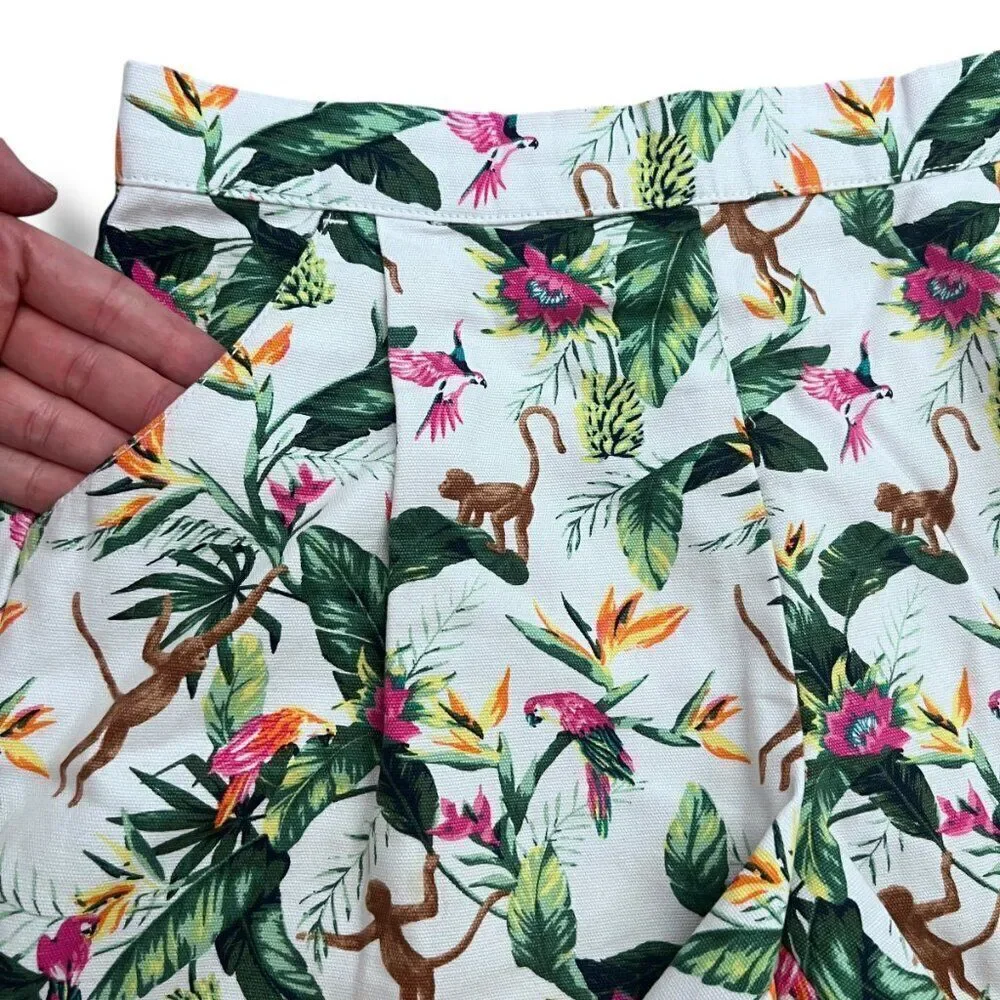 Janie and Jack Girls Tropical Jungle Canvas Short Size 10